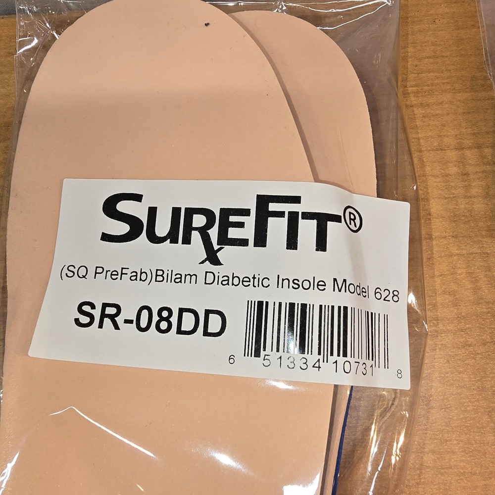 2 Pair SureFit SQ PreFab‎ Bilam Diabetic Insole Model 628 SR-08DD Women's Size 8